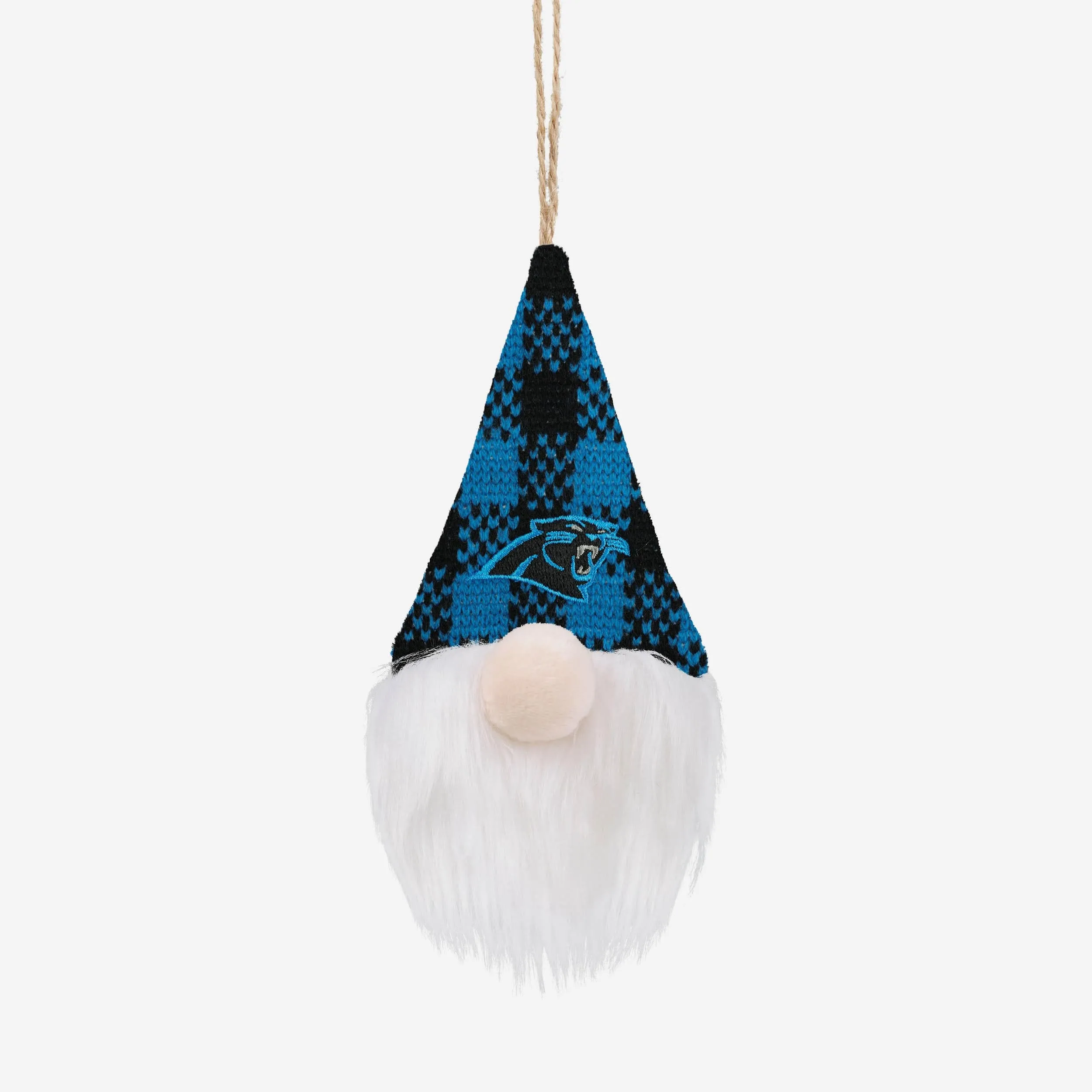 Carolina Panthers Plaid Hat Plush Gnome Ornament