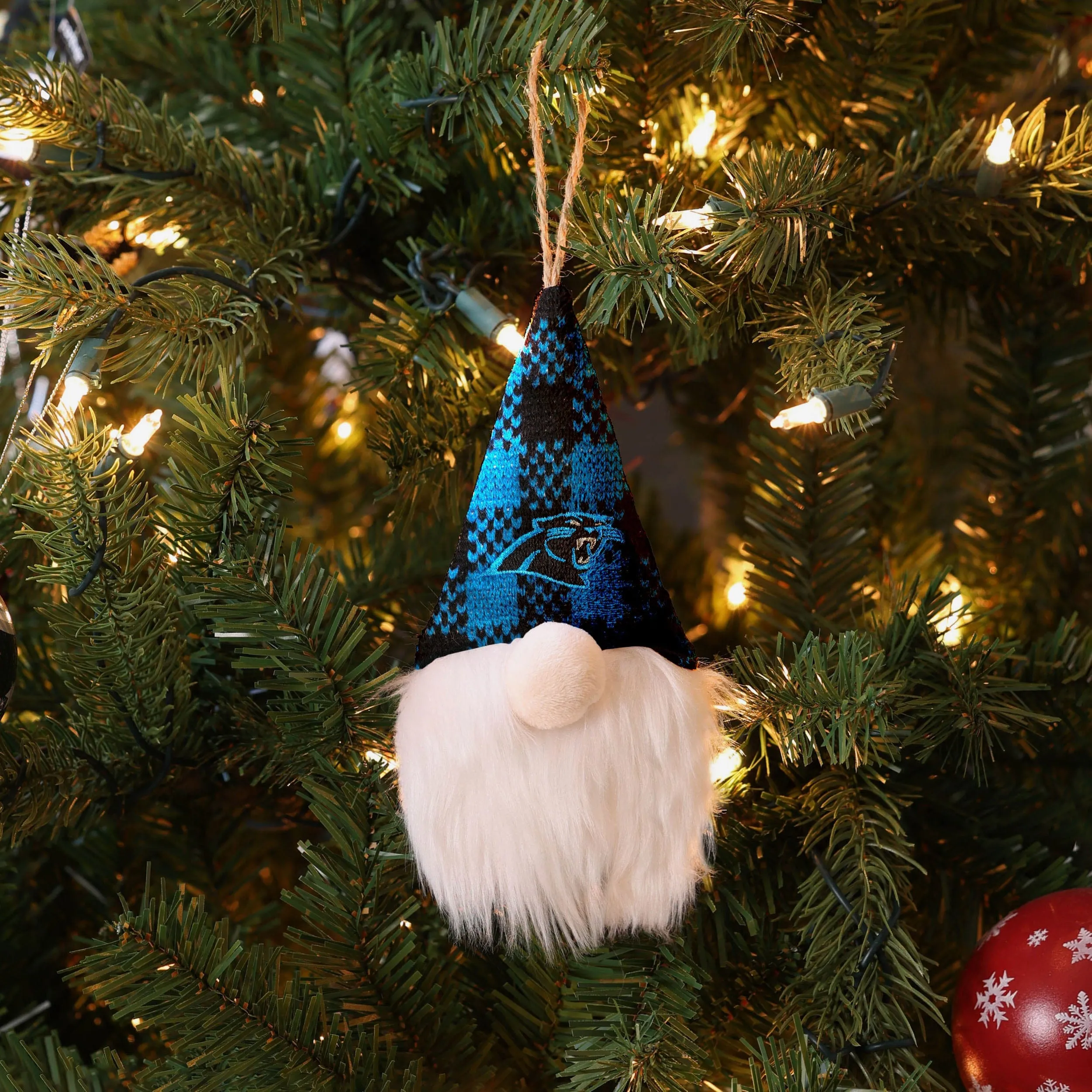 Carolina Panthers Plaid Hat Plush Gnome Ornament