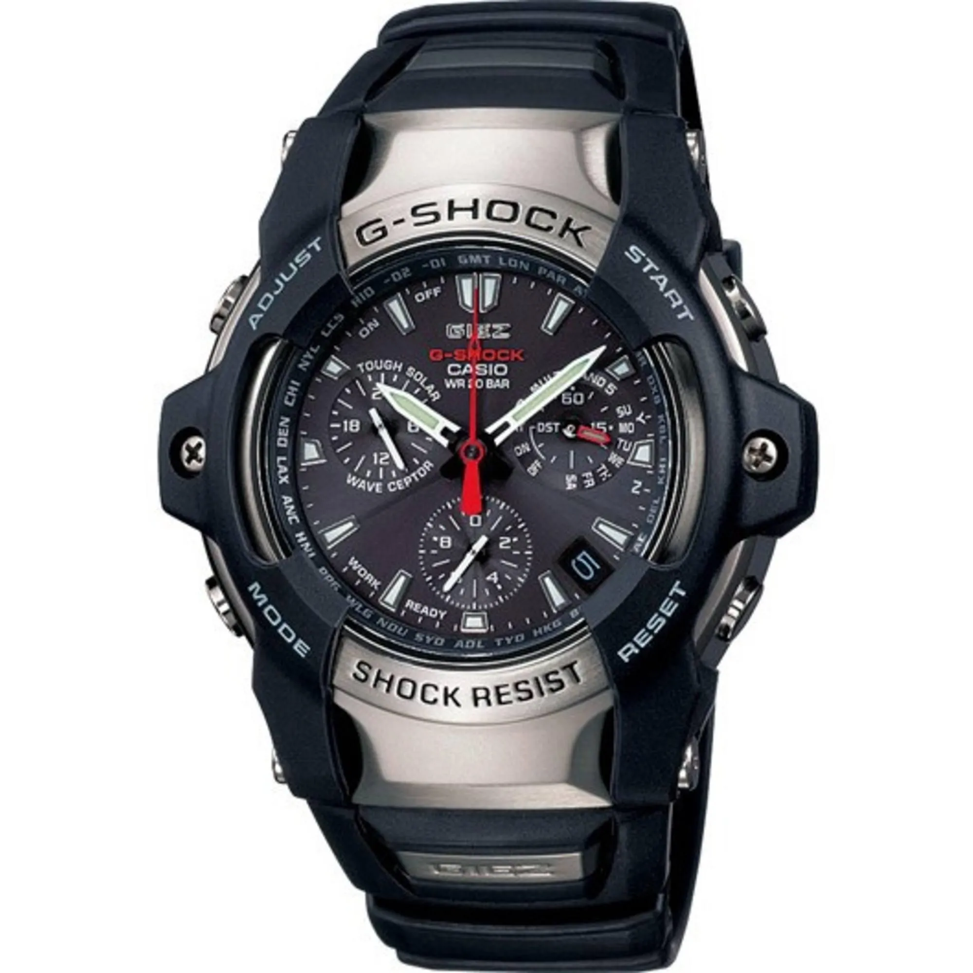 Casio Men's Chronograph Watch - G-Shock Silver Case Black Resin Strap | GS-1100-1A