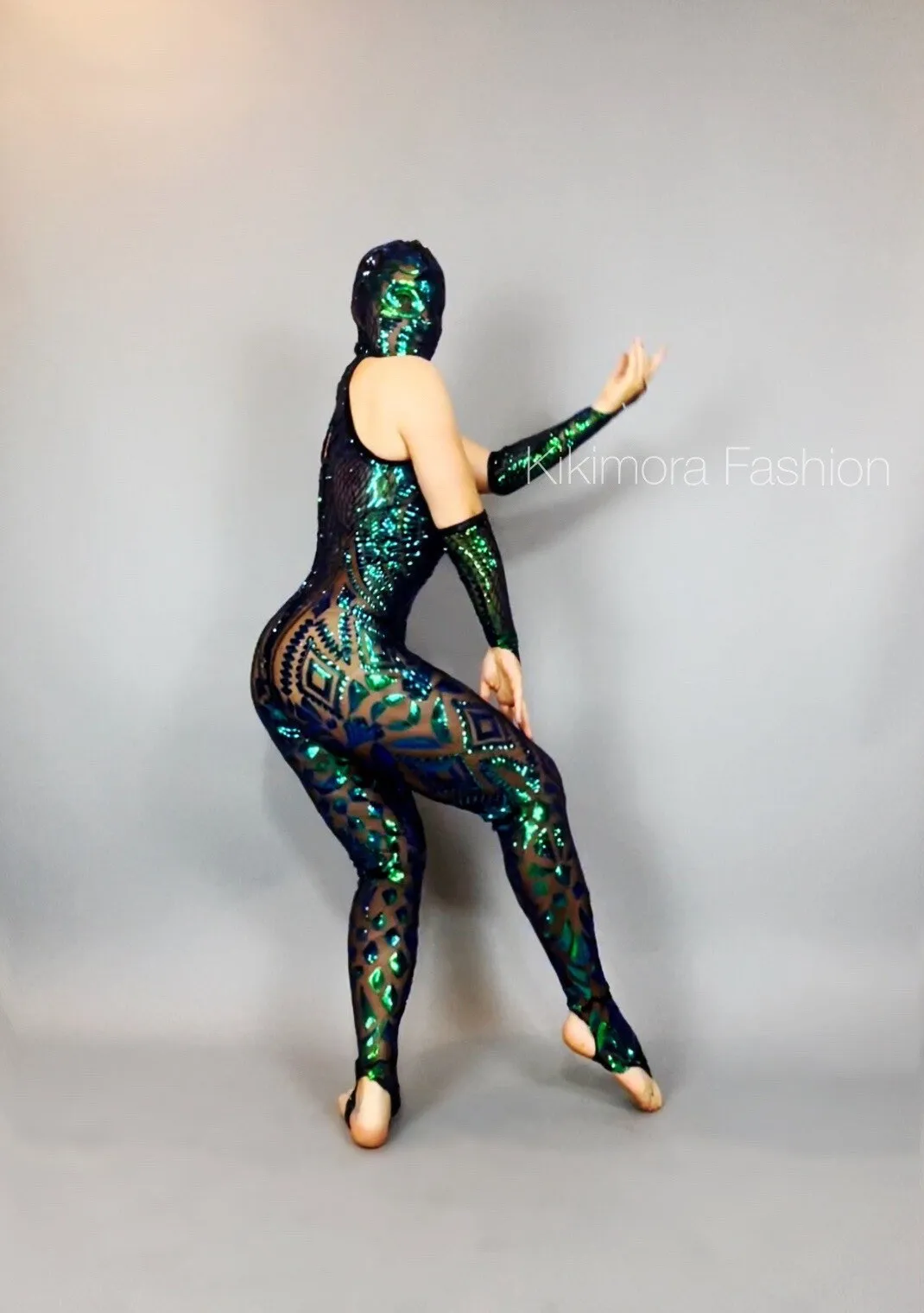 Catsuit with Accessories, Showgirl Costume, Dance Outfit, Face-Cover Headpiece, Gymnastic Unitard, Trending Now