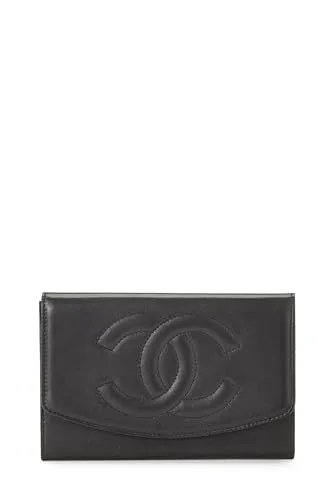 Chanel,  Black Lambskin Timeless 'CC' Compact Wallet, Black