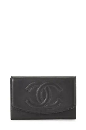 Chanel,  Black Lambskin Timeless 'CC' Compact Wallet, Black
