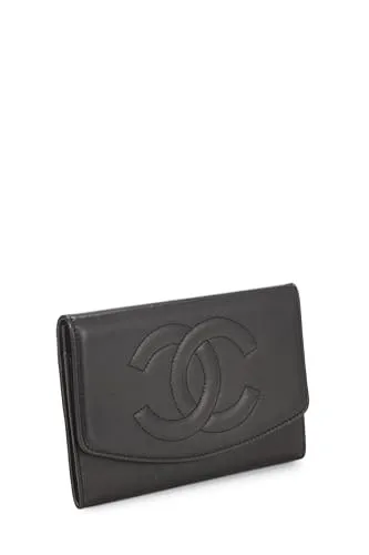 Chanel,  Black Lambskin Timeless 'CC' Compact Wallet, Black