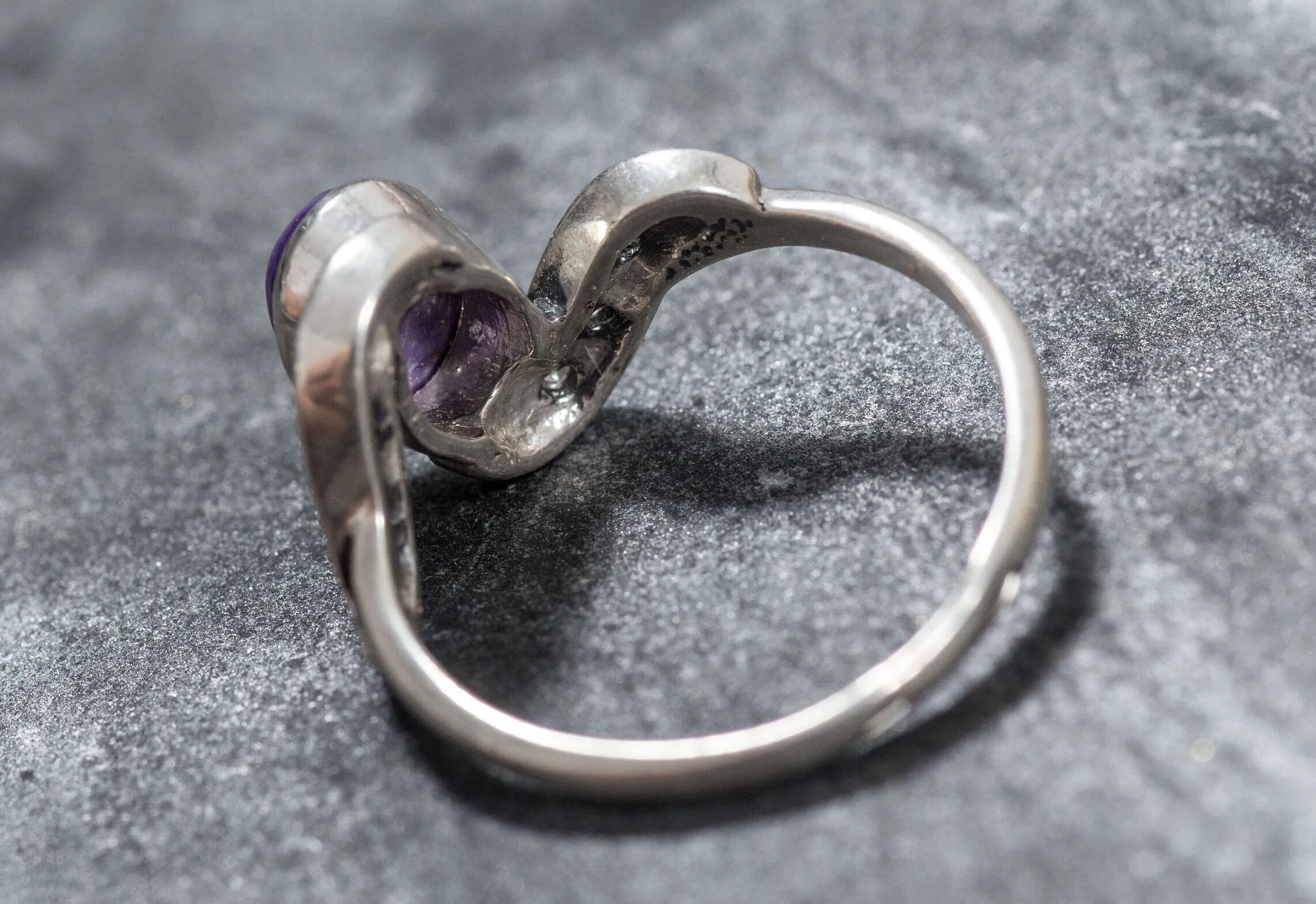 Charoite Vintage Ring - Purple Bezel Ring - Antique Charoite Ring