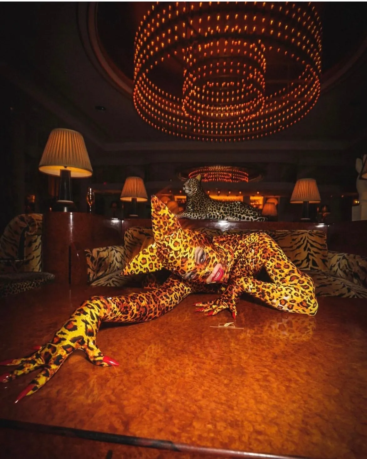 Cheetah Print Full Body Costume, Includes Headpiece with Cat Ears, Gloves, Socks