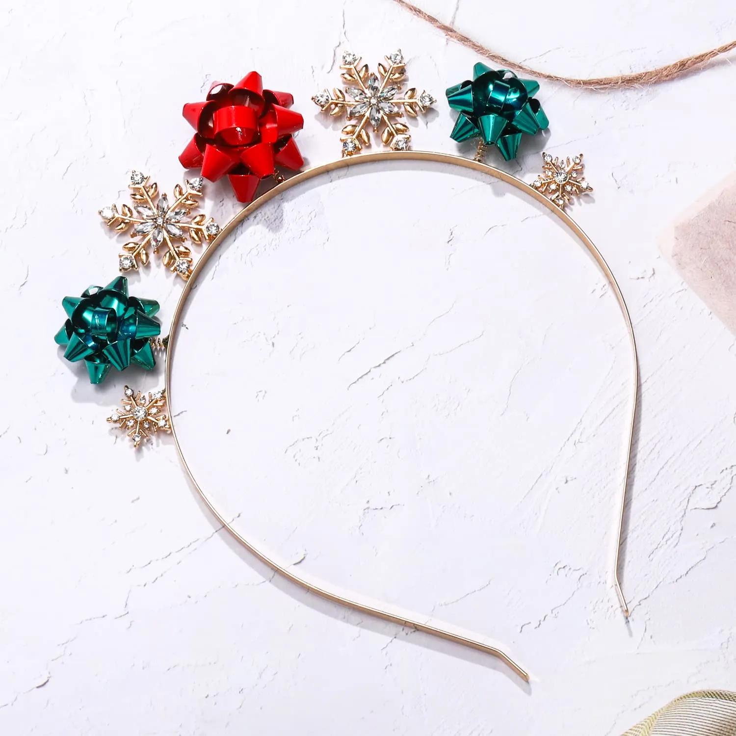 Christmas Headbands for Women Sparkly Snowflake Hairband Winter Snowflakes Tiara Head Bands Hair Hoop Headpiece Accessories Christmas Holiday Party Favors Gifts (snowflake bow headband)
