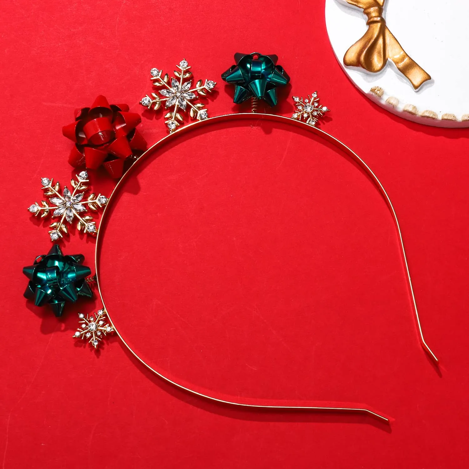 Christmas Headbands for Women Sparkly Snowflake Hairband Winter Snowflakes Tiara Head Bands Hair Hoop Headpiece Accessories Christmas Holiday Party Favors Gifts (snowflake bow headband)