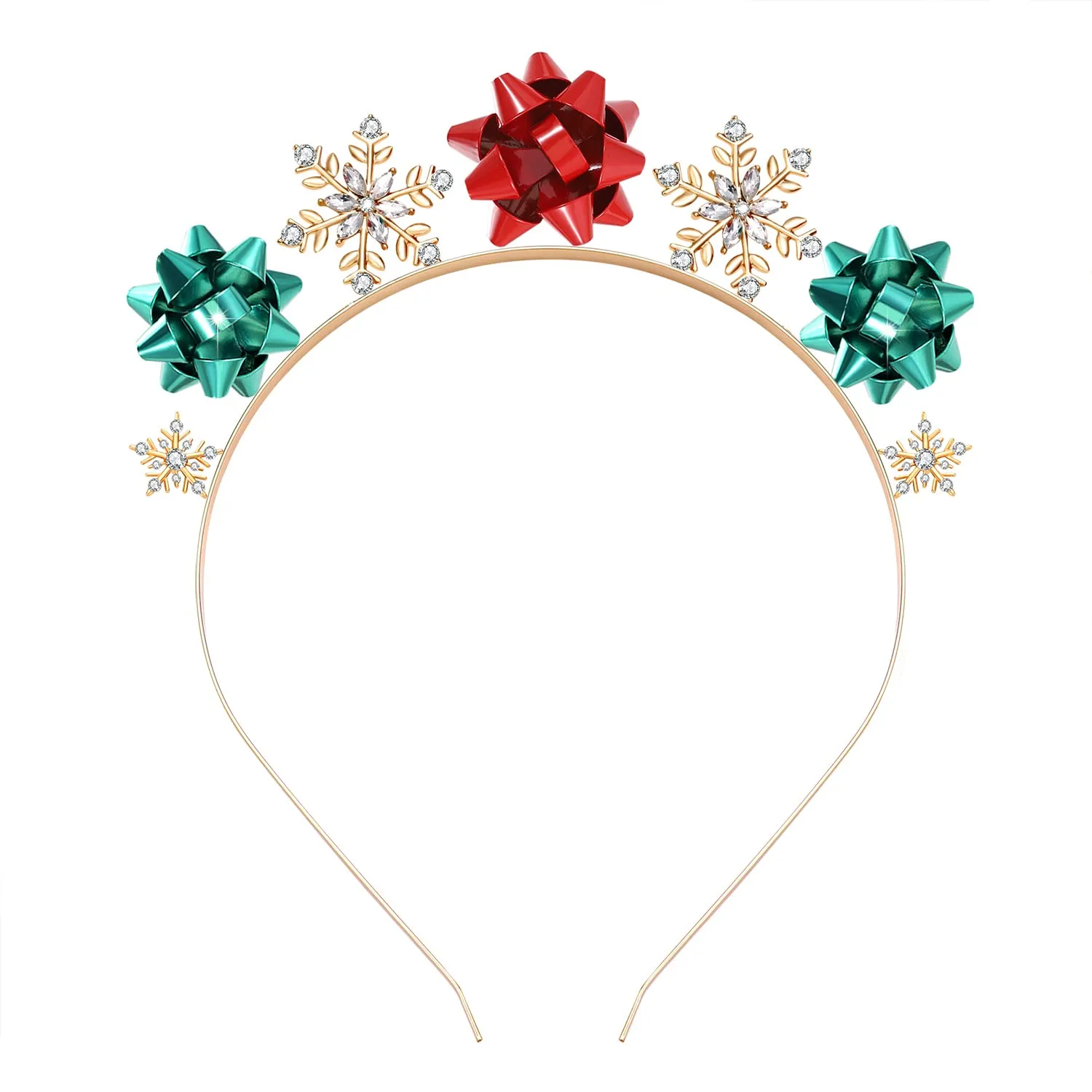 Christmas Headbands for Women Sparkly Snowflake Hairband Winter Snowflakes Tiara Head Bands Hair Hoop Headpiece Accessories Christmas Holiday Party Favors Gifts (snowflake bow headband)