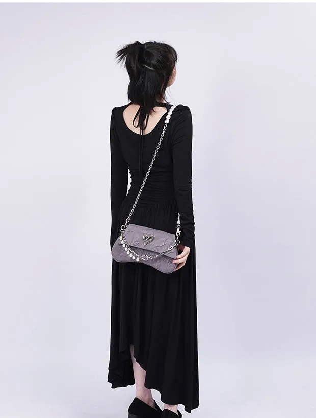 Compact 2way Drawstring Heart Bag
