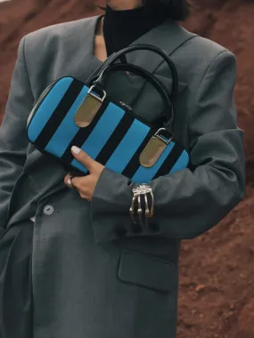 Compact Casual Letaher Stripe Mini-Bag