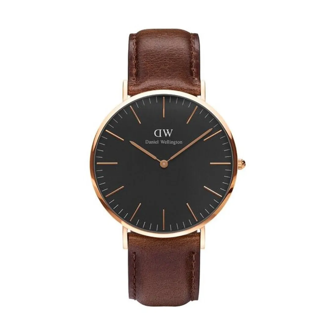Daniel Wellington 40mm St Mawes Rose Gold Brown Leather Strap Model DW00100124