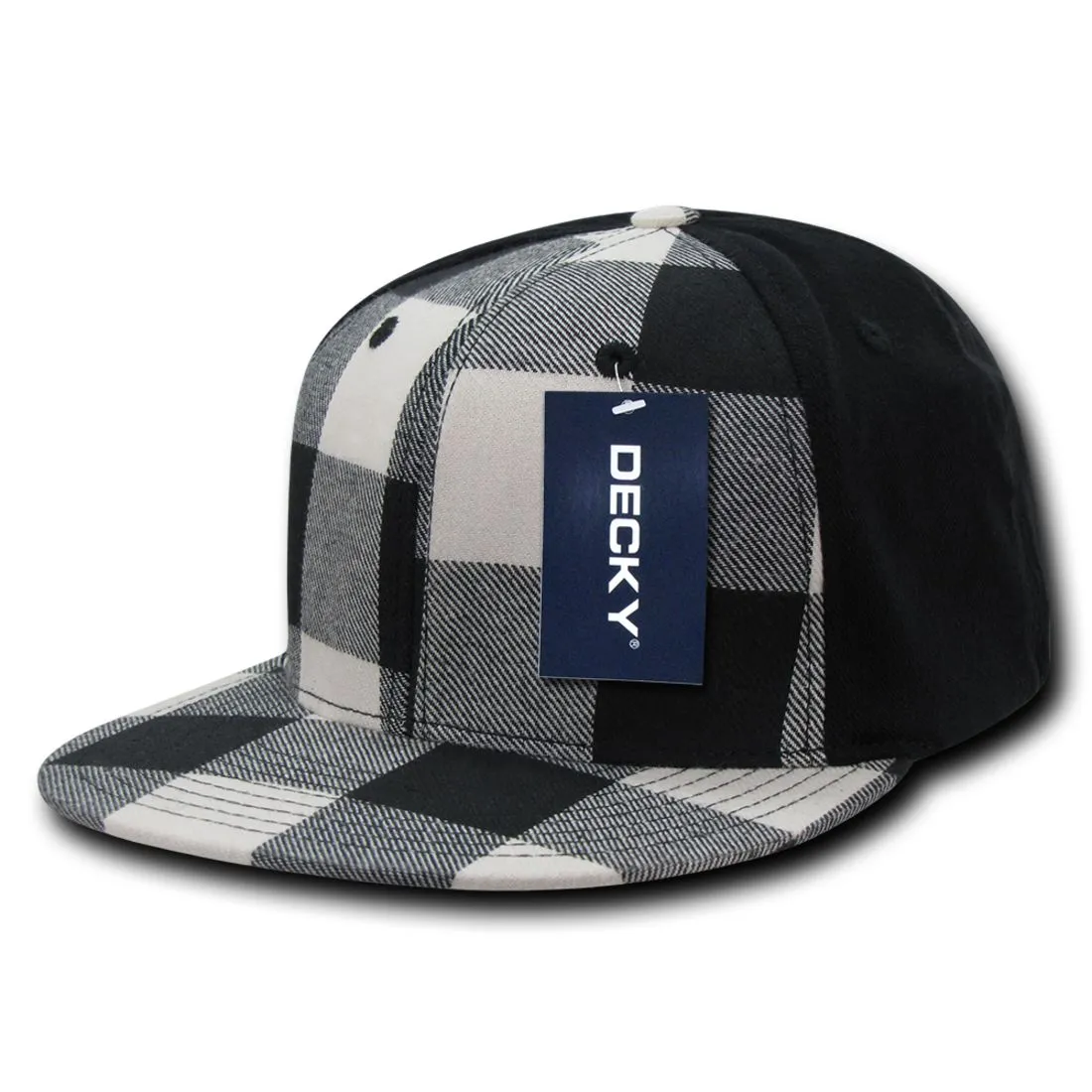Decky 903 Buffalo Plaid Flex Snapback Hats High Crown 6 Panel Flat Bill Caps
