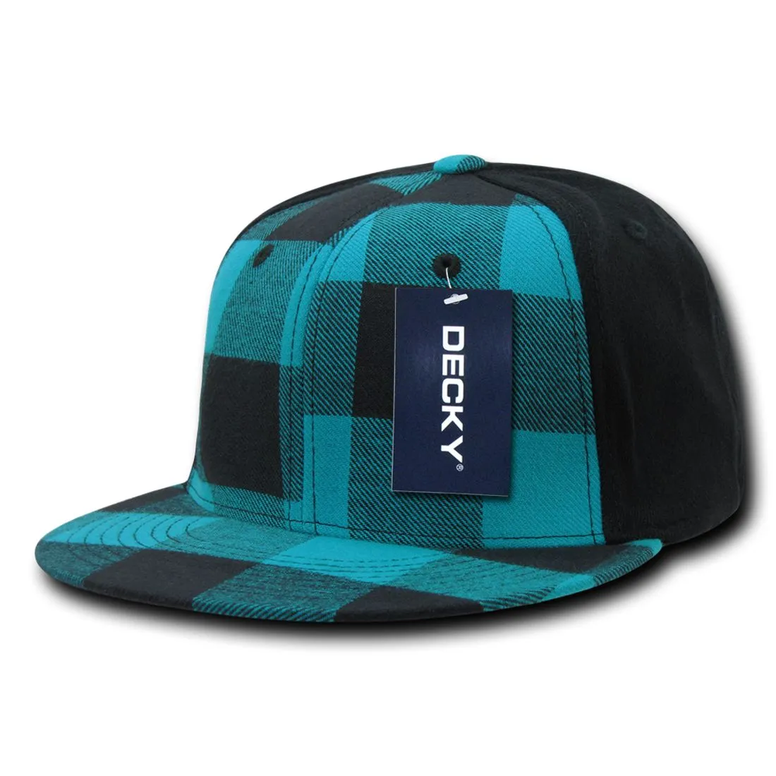 Decky 903 Buffalo Plaid Flex Snapback Hats High Crown 6 Panel Flat Bill Caps