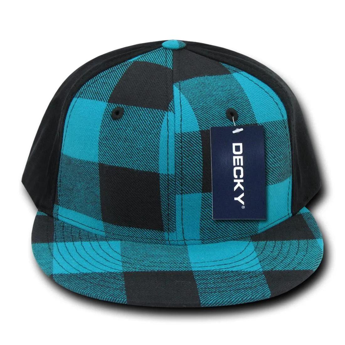 Decky 903 Buffalo Plaid Flex Snapback Hats High Crown 6 Panel Flat Bill Caps
