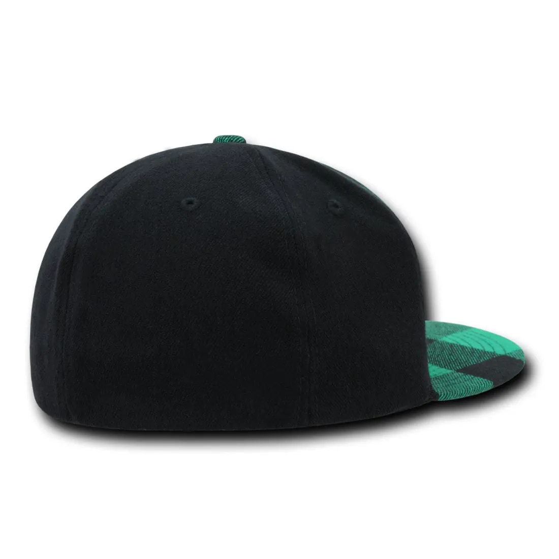 Decky 903 Buffalo Plaid Flex Snapback Hats High Crown 6 Panel Flat Bill Caps