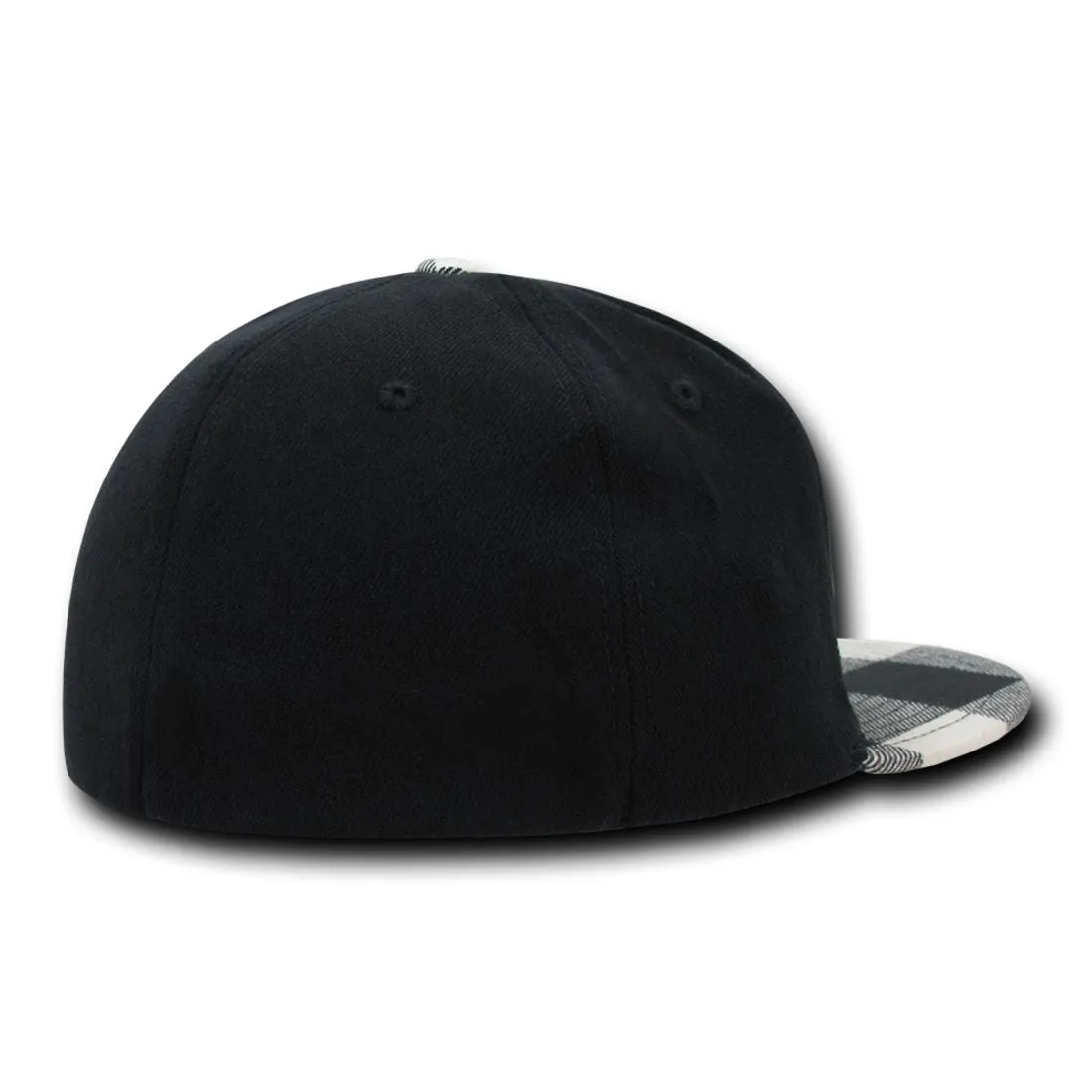 Decky 903 Buffalo Plaid Flex Snapback Hats High Crown 6 Panel Flat Bill Caps