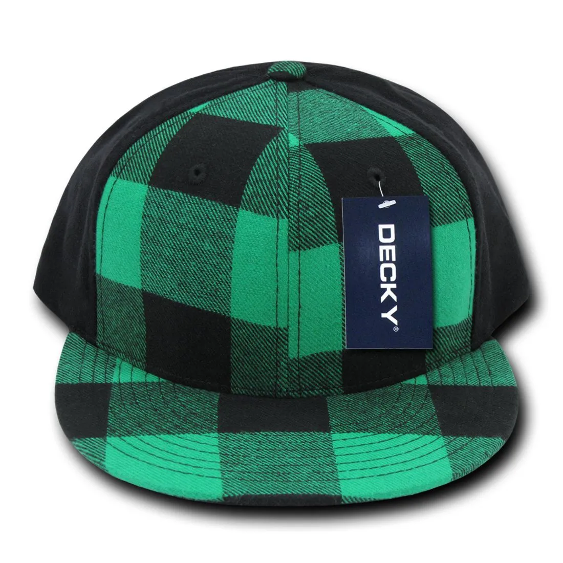 Decky 903 Buffalo Plaid Flex Snapback Hats High Crown 6 Panel Flat Bill Caps