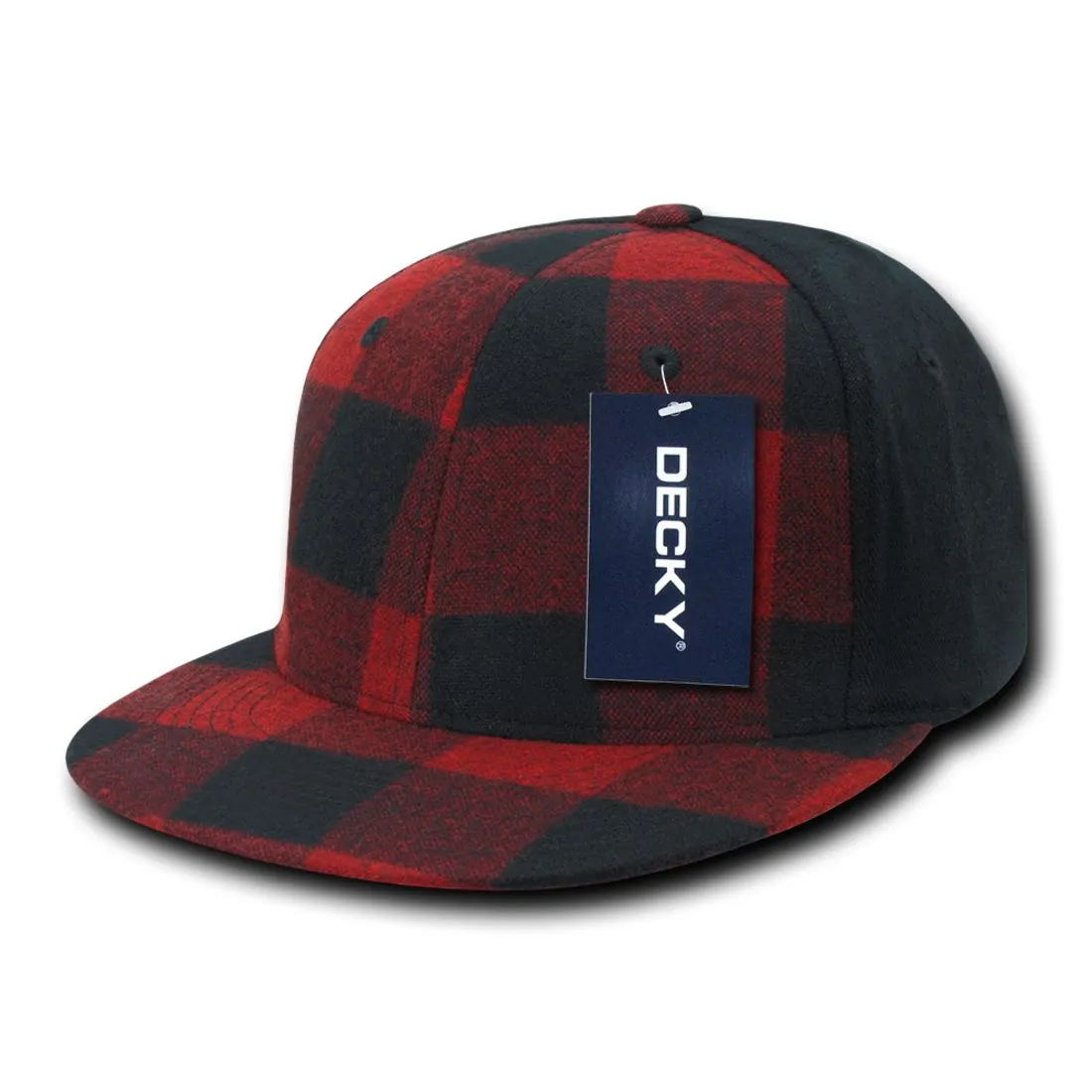 Decky 903 Buffalo Plaid Flex Snapback Hats High Crown 6 Panel Flat Bill Caps