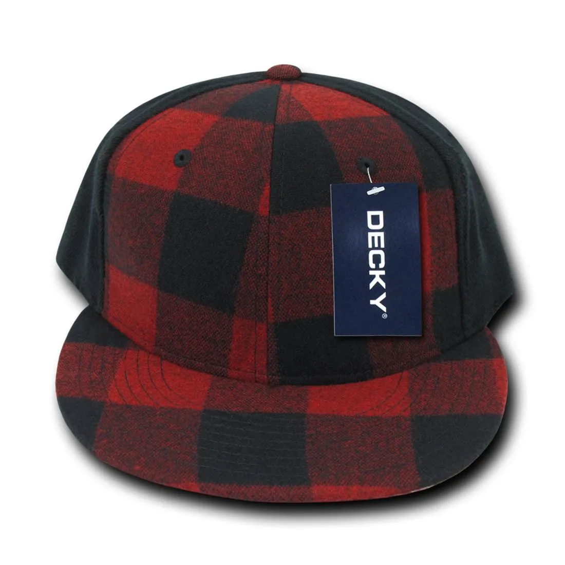 Decky 903 Buffalo Plaid Flex Snapback Hats High Crown 6 Panel Flat Bill Caps
