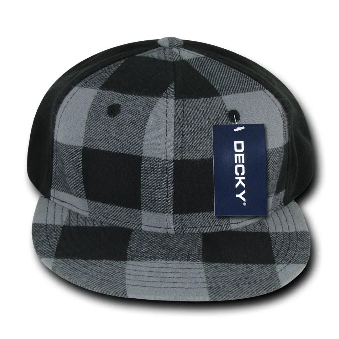 Decky 903 Buffalo Plaid Flex Snapback Hats High Crown 6 Panel Flat Bill Caps