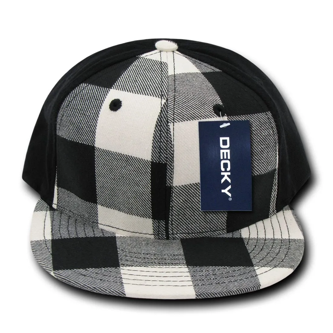 Decky 903 Buffalo Plaid Flex Snapback Hats High Crown 6 Panel Flat Bill Caps