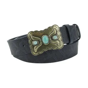 Deep Blue Python Texture Supple Navajo Belt