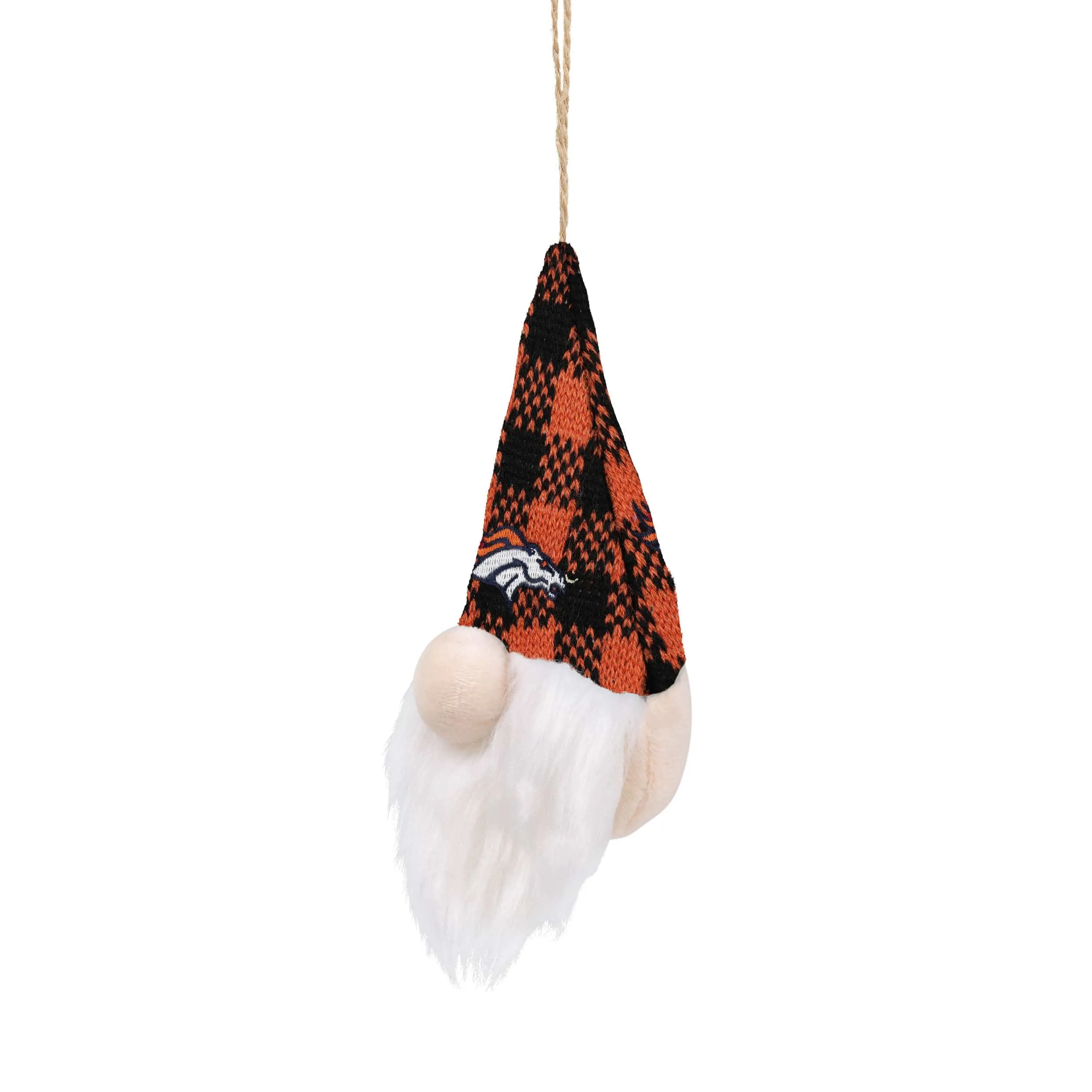 Denver Broncos NFL Plaid Hat Plush Gnome Ornament
