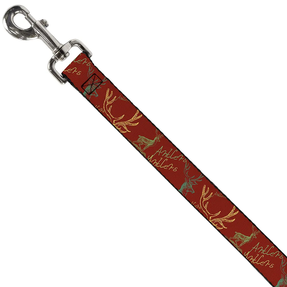 Dog Leash - Antlers Brown/Turquoise/Gold