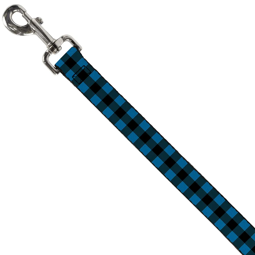 Dog Leash - Buffalo Plaid Black/Turquoise