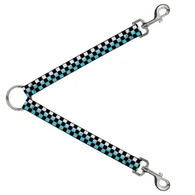 Dog Leash Splitter - Checker Black/Ombre Turquoise