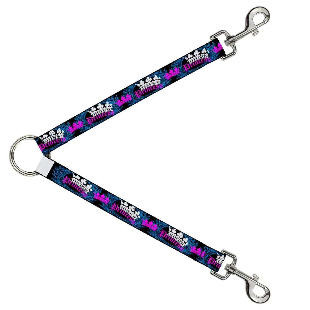 Dog Leash Splitter - Crown Princess Oval Black/Turquoise