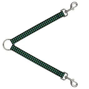 Dog Leash Splitter - Wire Grid Black/Turquoise/Yellow