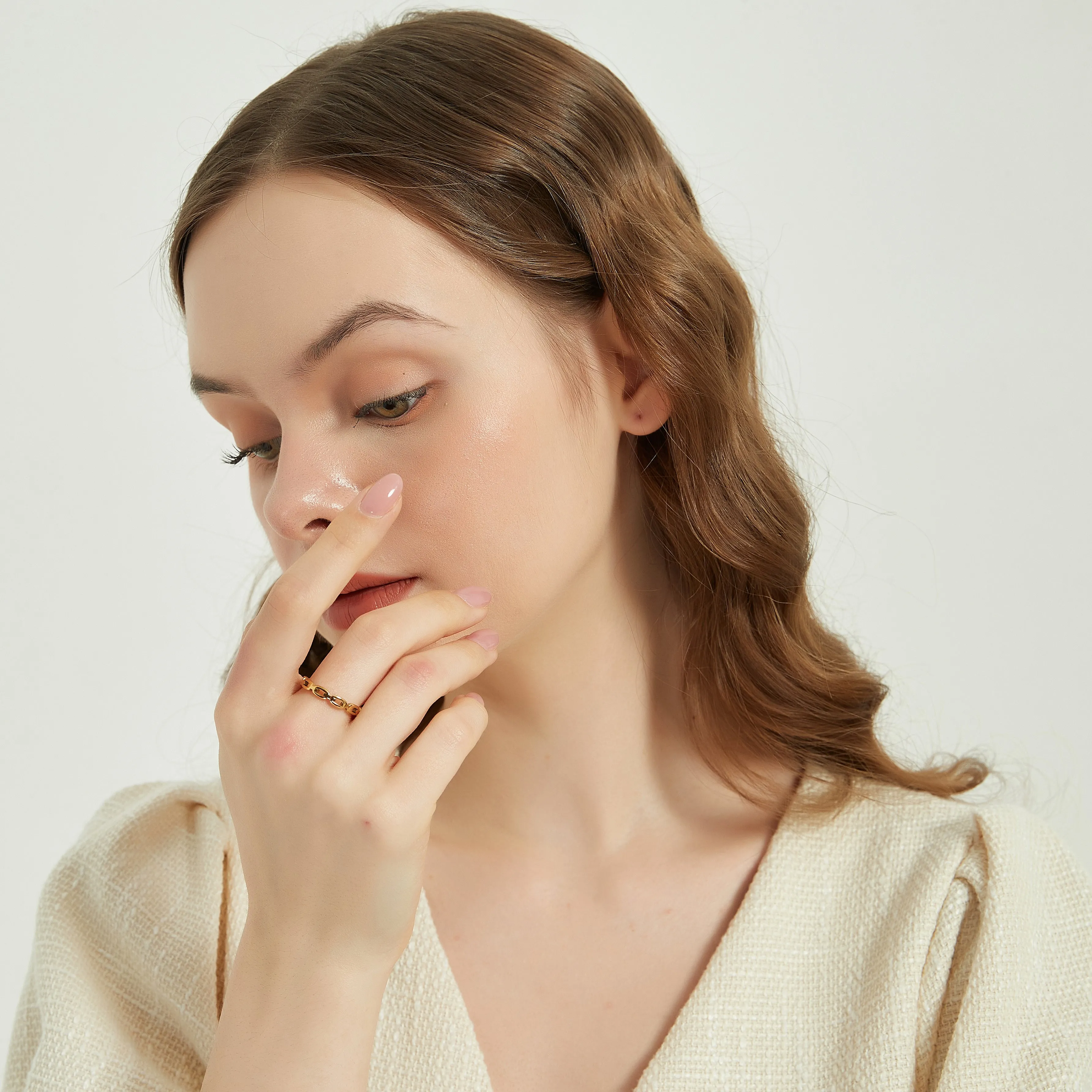 Eden dainty minimalist chain link stacking ring