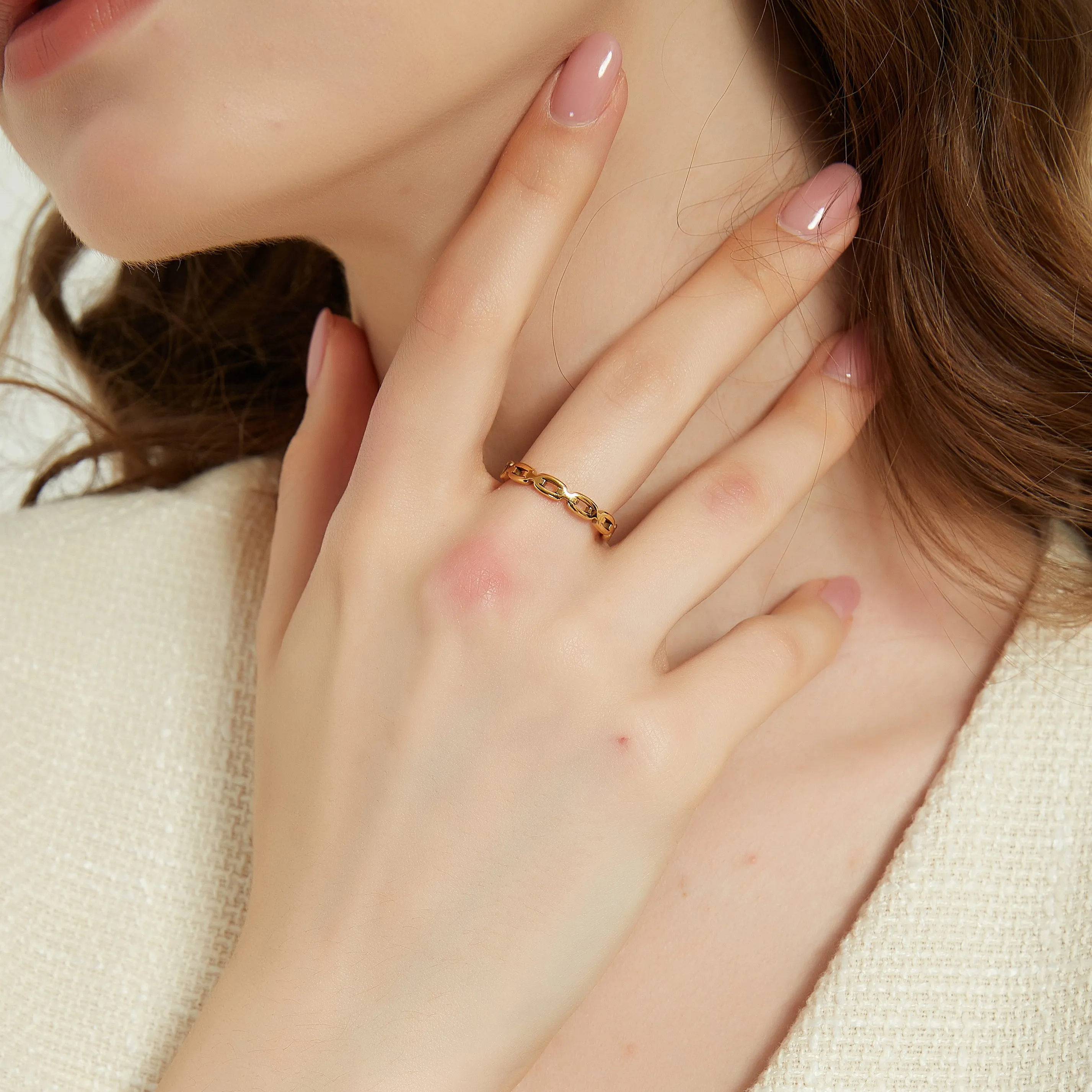 Eden dainty minimalist chain link stacking ring