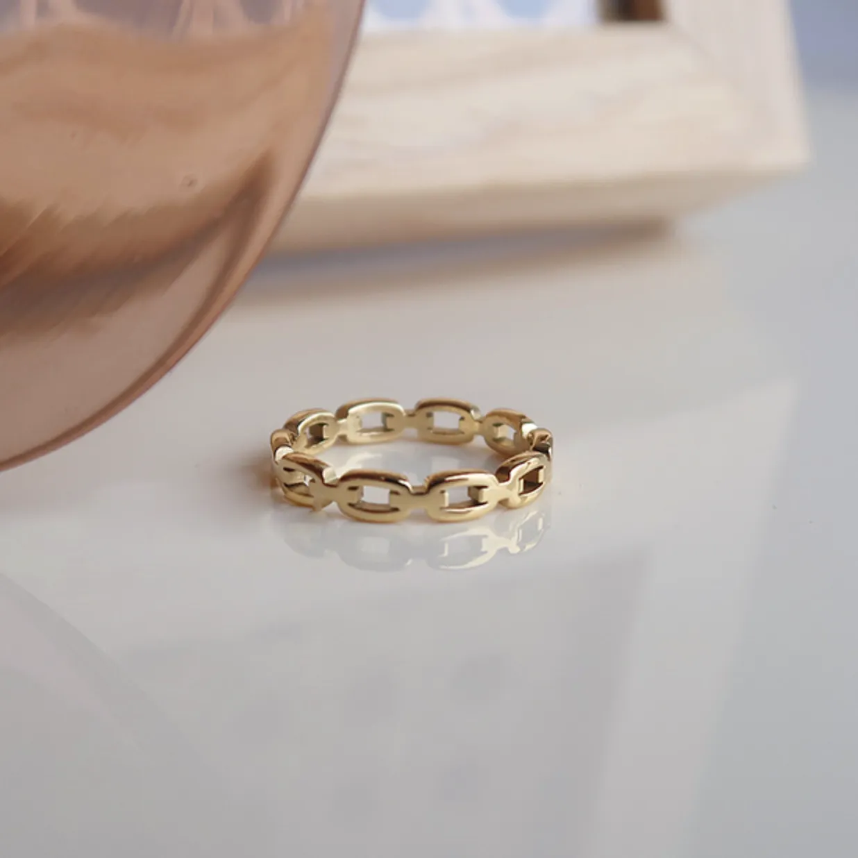 Eden dainty minimalist chain link stacking ring