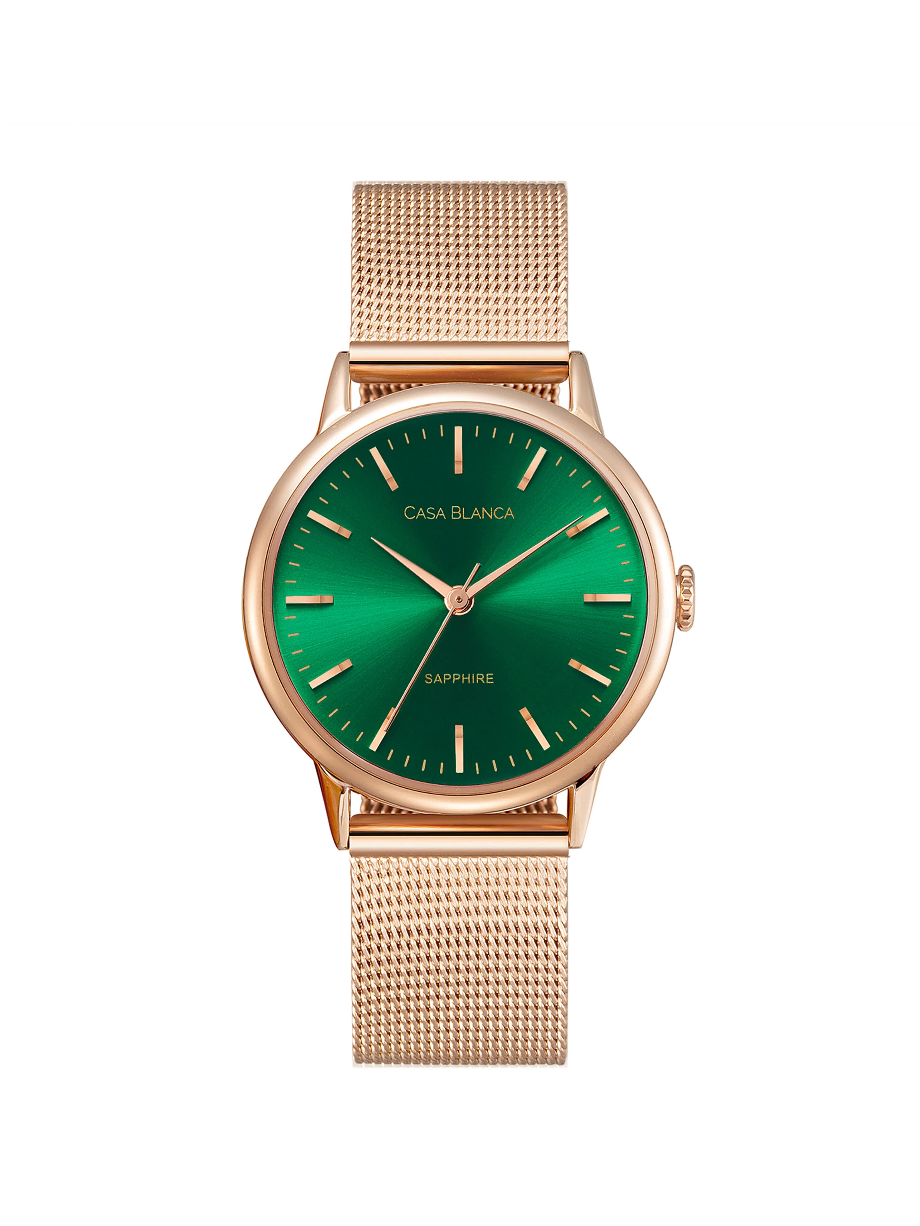 Emerald Rose Gold Watch | Rose Gold Mesh Strap