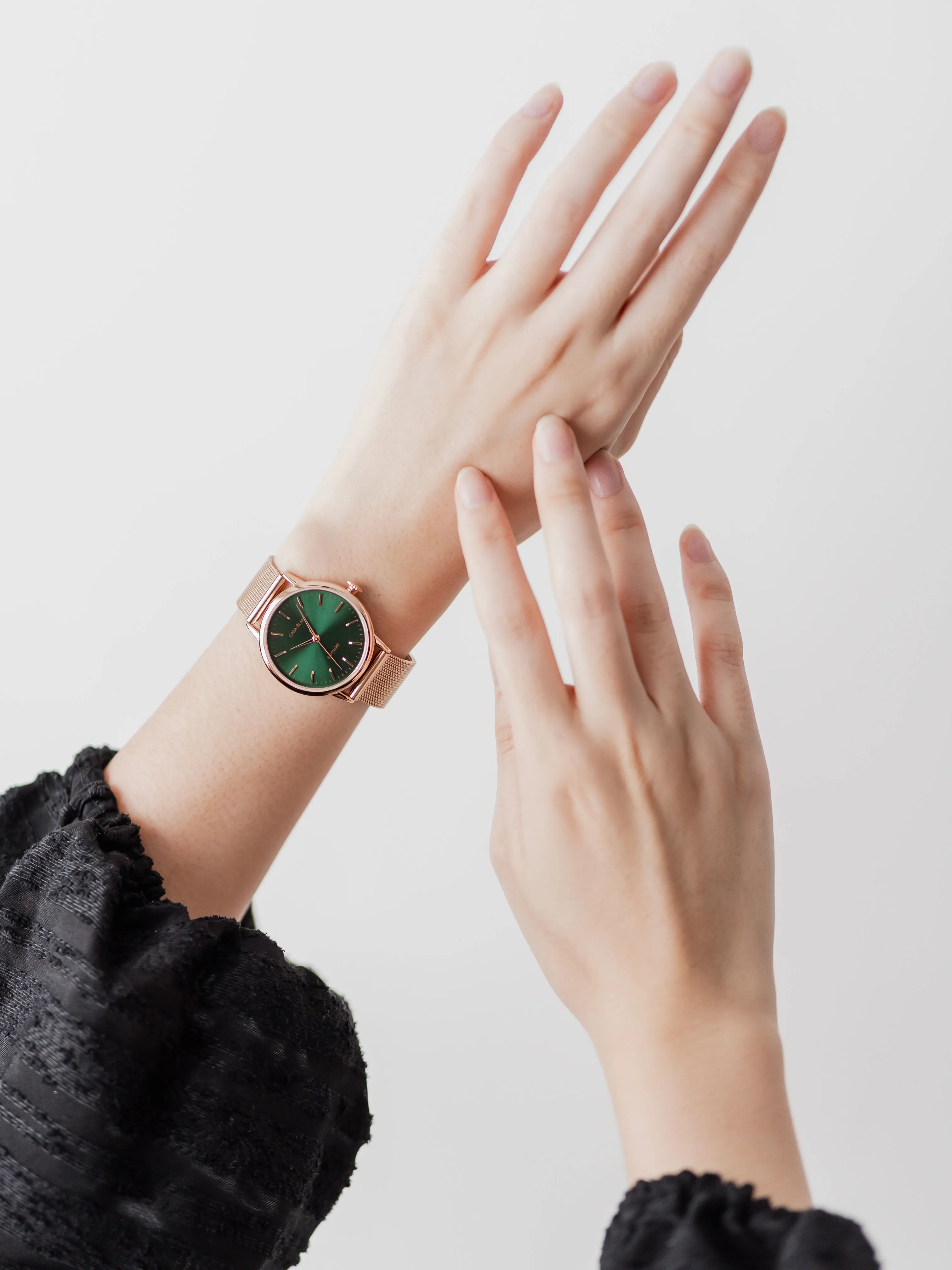 Emerald Rose Gold Watch | Rose Gold Mesh Strap