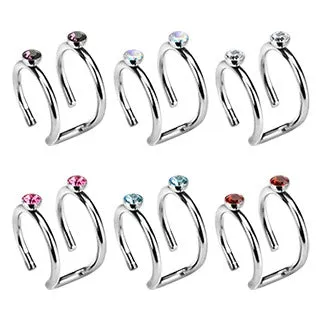 Fake Cartilage Ring Double CZ