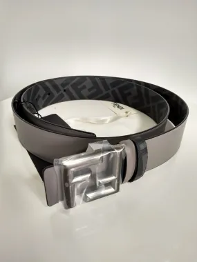Fendi Grey/Black FF  Rounded Reversible Belt