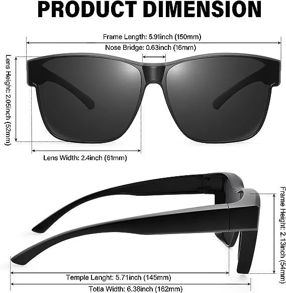 Fit Over Glasses Sunglasses For Men & Women Polarized Lens 100% UV Protection