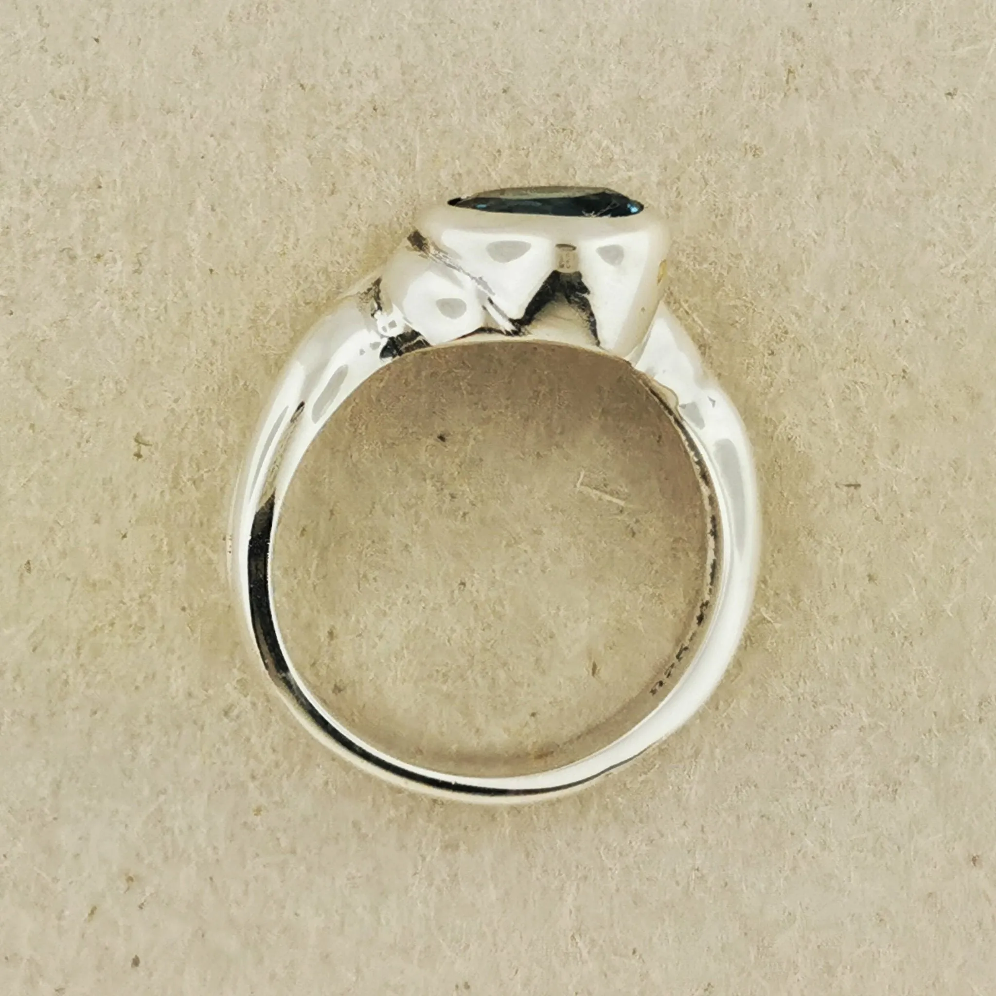 Freeform Geometric Ring with Birthstone in Sterling Silver