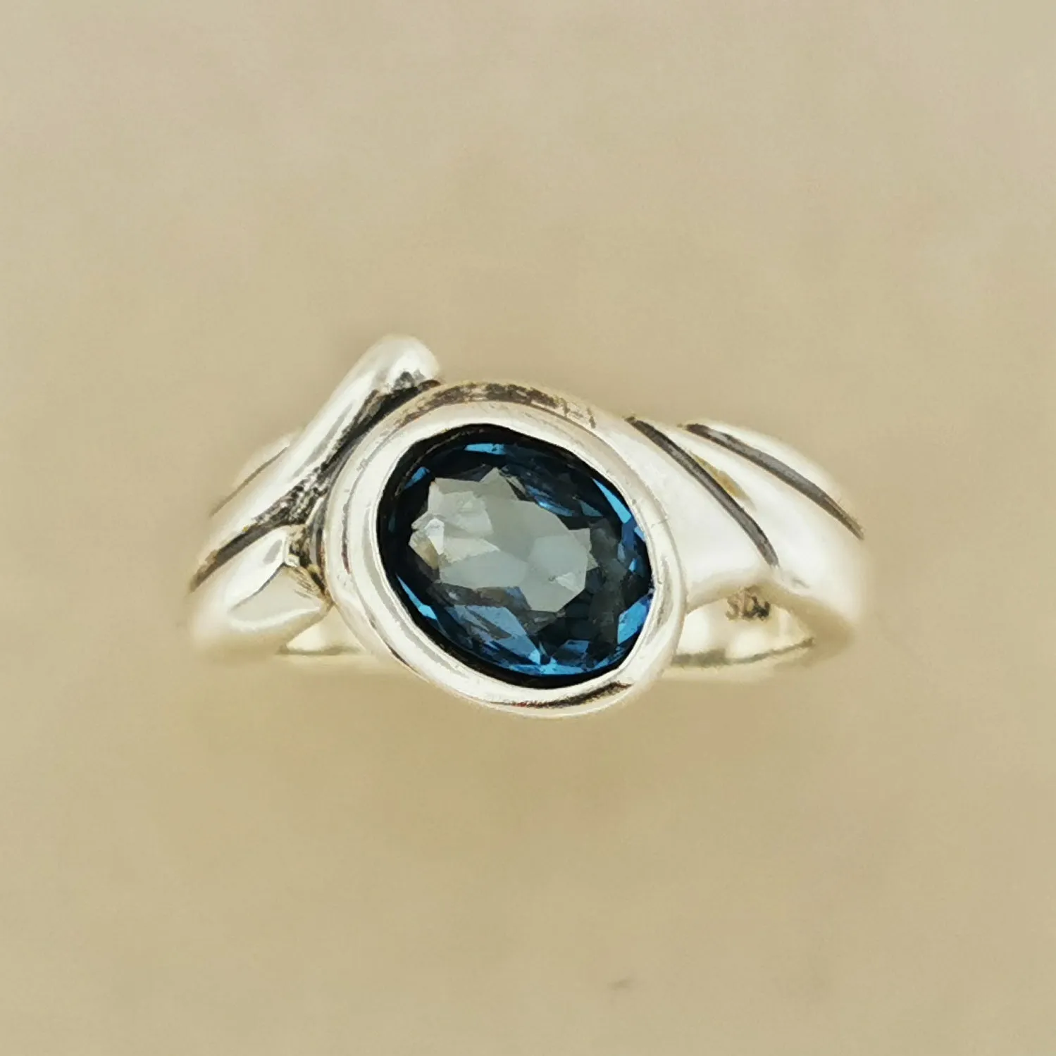 Freeform Geometric Ring with Birthstone in Sterling Silver