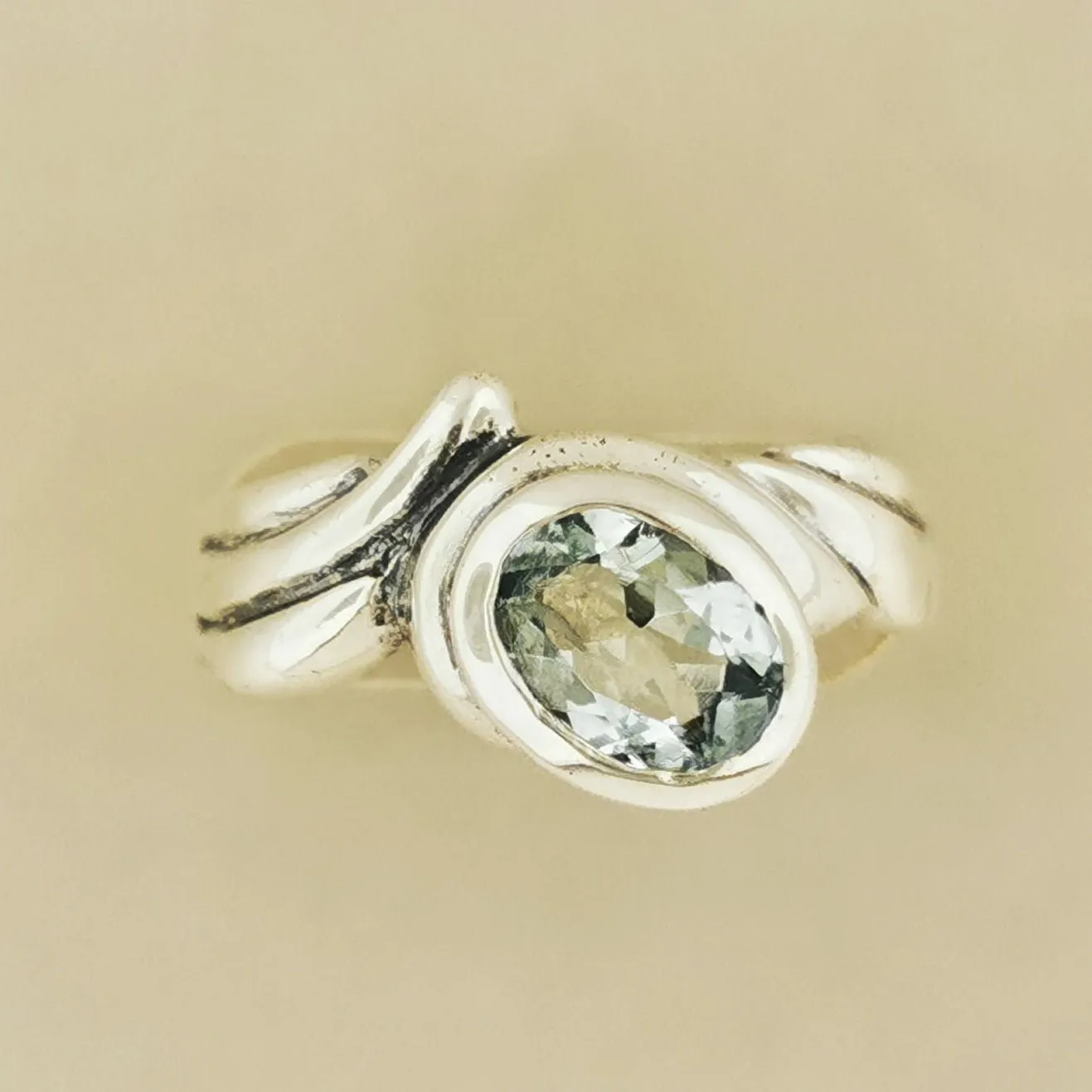 Freeform Geometric Ring with Birthstone in Sterling Silver