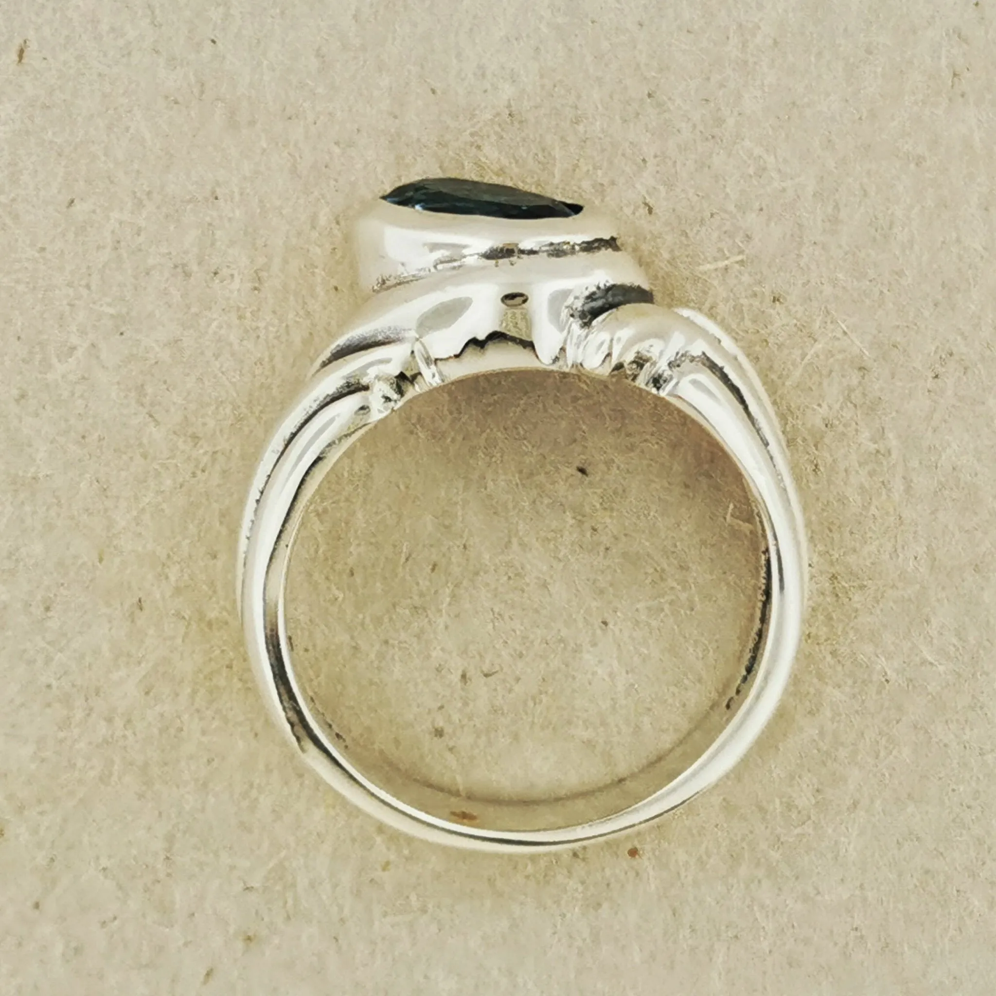 Freeform Geometric Ring with Birthstone in Sterling Silver