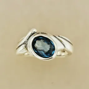 Freeform Geometric Ring with Birthstone in Sterling Silver