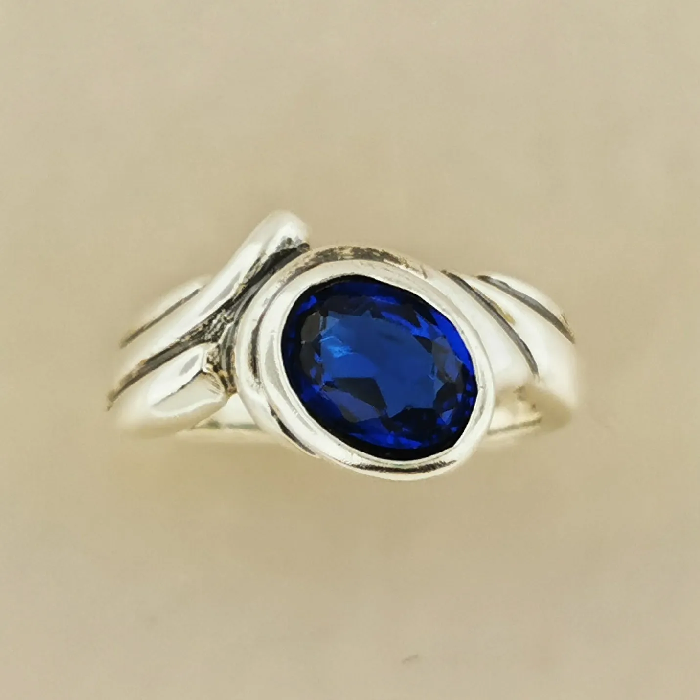 Freeform Geometric Ring with Birthstone in Sterling Silver