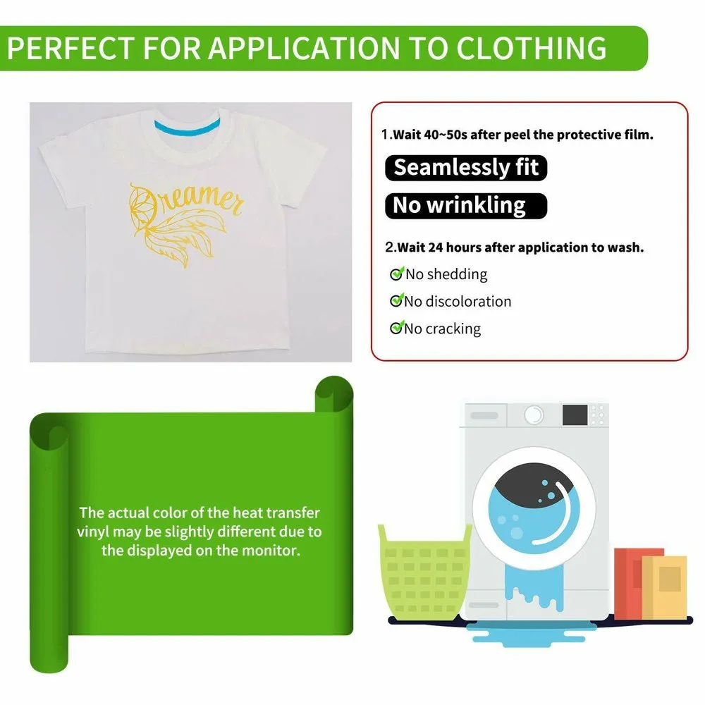 Fruit Green HTV Heat Transfer Vinyl Roll- 12" X 12FT Fruit Green HTV Vinyl for Shirts - Easy to Cut & Weed Iron on Vinyl for Clothes(Fruit Green)