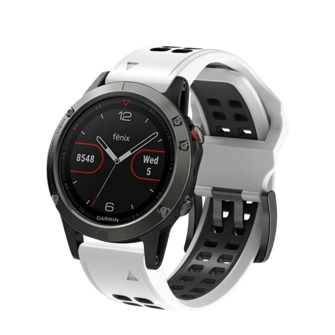 Garmin Quatix 6x Solar replacement silicone band dual color (wrist circumference: 180-220mm) - White / Black