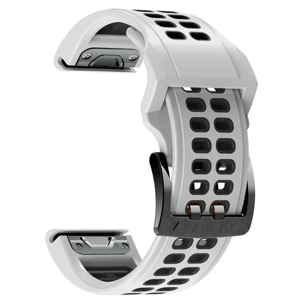 Garmin Quatix 6x Solar replacement silicone band dual color (wrist circumference: 180-220mm) - White / Black