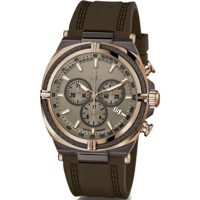 GC Gents IronClass Brown & Rose Gold Watch Z32004G1MF